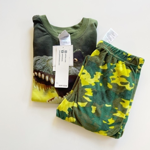 Jellifish Kids Khaki Dino Pajama Set - - Picture 2 of 3
